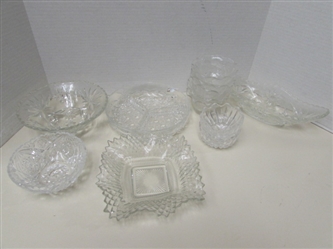 VINTAGE PRESSED GLASS SERVEWARE