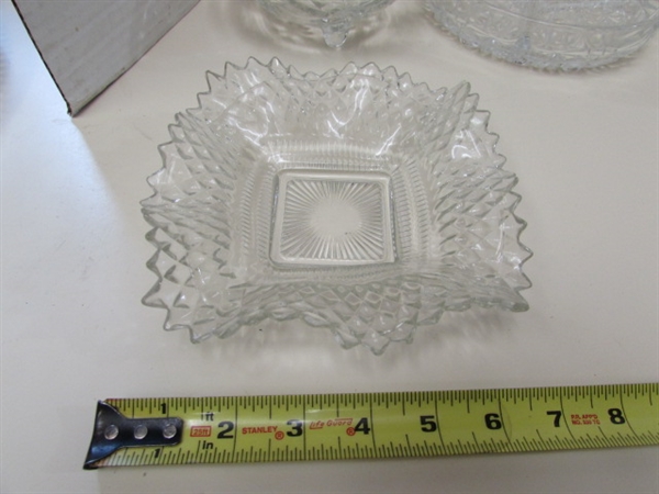VINTAGE PRESSED GLASS SERVEWARE