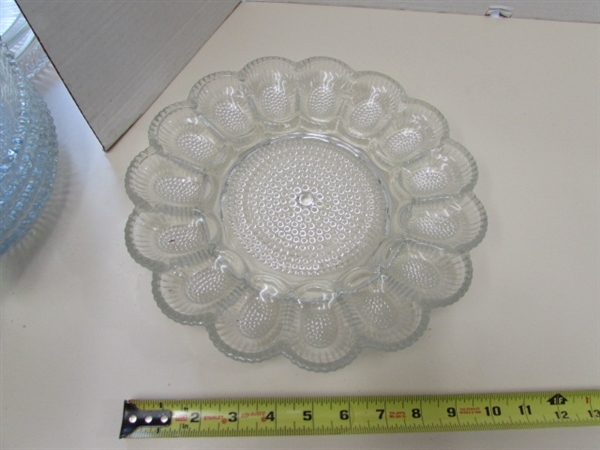 VINTAGE & MODERN PRESSED GLASS PLATES, PLATTERS & MORE