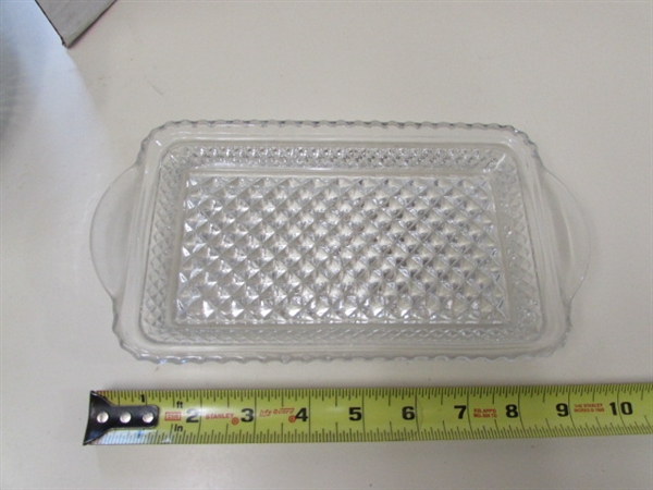 VINTAGE & MODERN PRESSED GLASS PLATES, PLATTERS & MORE