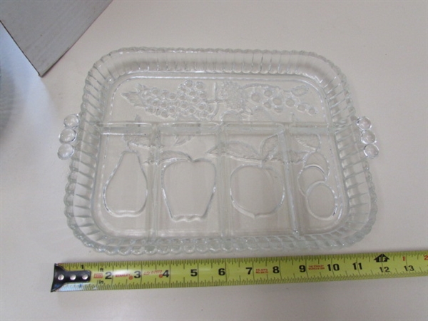 VINTAGE & MODERN PRESSED GLASS PLATES, PLATTERS & MORE