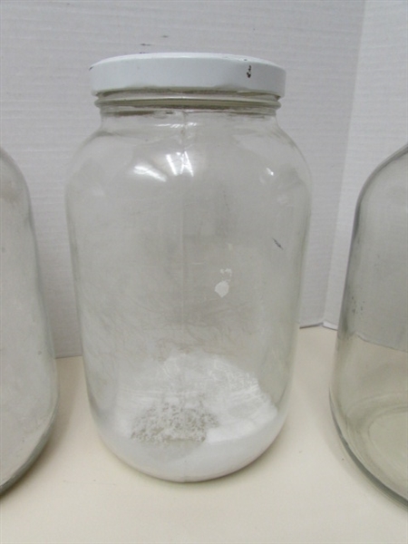 3 1-GALLON GLASS JARS & A 1/2 GALLON KERR JAR