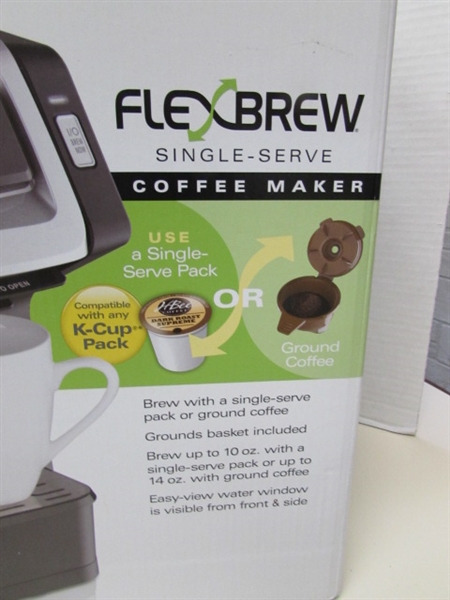COFFEE MAKER (NEW), COFFEE, GRINDER, TEA KETTLE & MORE