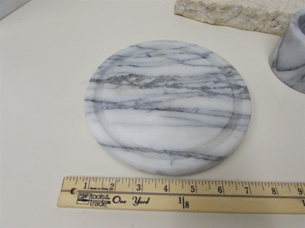 MARBLE ROLLING PIN, BOWL, ASHTRAY & PLATE (NO DOME)