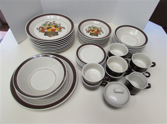 VINTAGE MIKASA STONEWARE DINNERWARE - SERVICE FOR 8