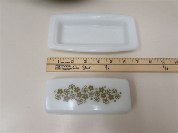 PYREX CRAZY DAISY/SPRING BLOSSOM 4-PIECE CINDERELLA NESTING BOWLS, COVERED CASSEROLE & BUTTER DISH