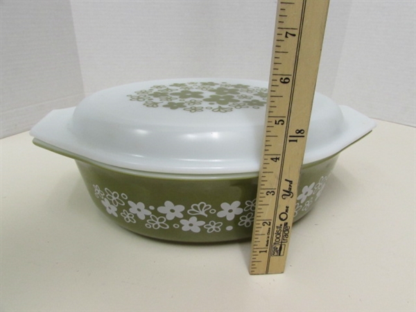 PYREX CRAZY DAISY/SPRING BLOSSOM 4-PIECE CINDERELLA NESTING BOWLS, COVERED CASSEROLE & BUTTER DISH