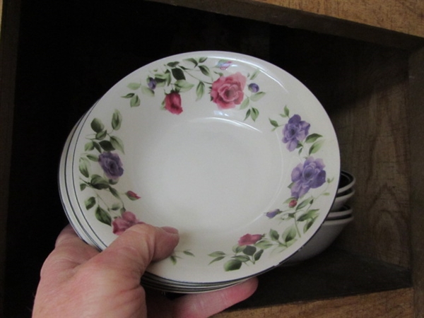 CONTENTS OF CUPBOARD - ASSORTED DINNERWARE