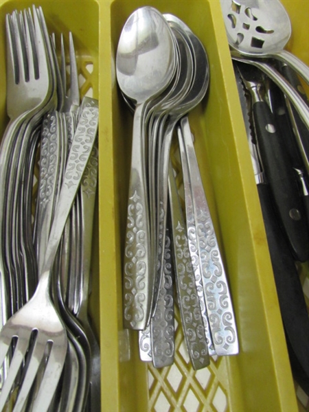 ASSORTED FLATWARE - 2 DIFFERENT PATTERNS PLUS EXTRAS