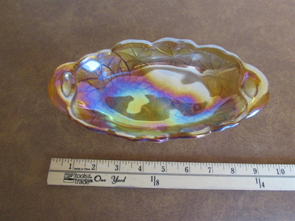 VINTAGE AMBER IRIDESCENT CARNIVAL GLASS PIECES