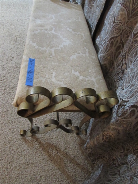 VINTAGE METAL FRAME BENCH W/UPHOLSTERED SEAT