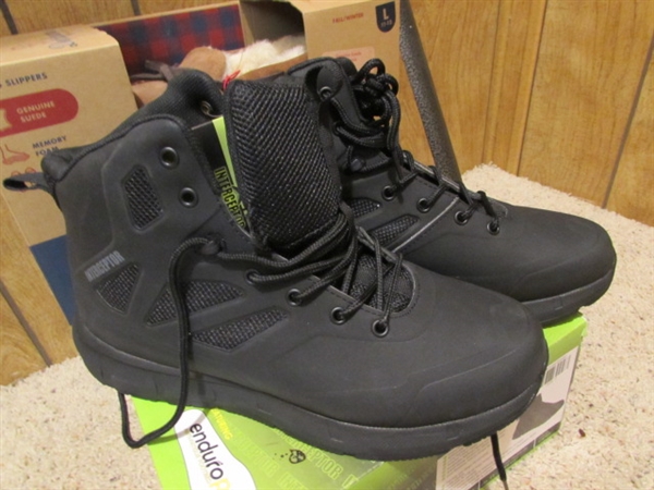 MEN'S SIZE 11 BOOTS & SLIPPERS - NEW