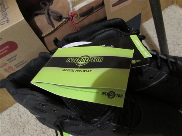 MEN'S SIZE 11 BOOTS & SLIPPERS - NEW
