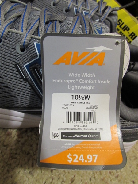 NEW - 3 PAIRS MEN'S SIZE 10.5 ATHLETIC/WORK SHOES - SKETCHERS, FILA & AVIA