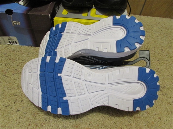 NEW - 3 PAIRS MEN'S SIZE 10.5 ATHLETIC/WORK SHOES - SKETCHERS, FILA & AVIA