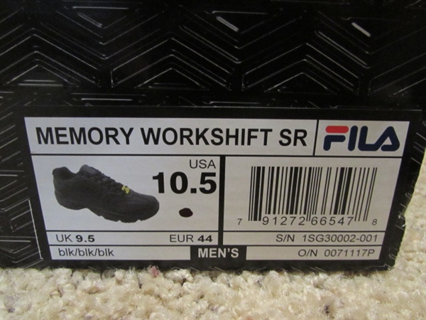NEW - 3 PAIRS MEN'S SIZE 10.5 ATHLETIC/WORK SHOES - SKETCHERS, FILA & AVIA