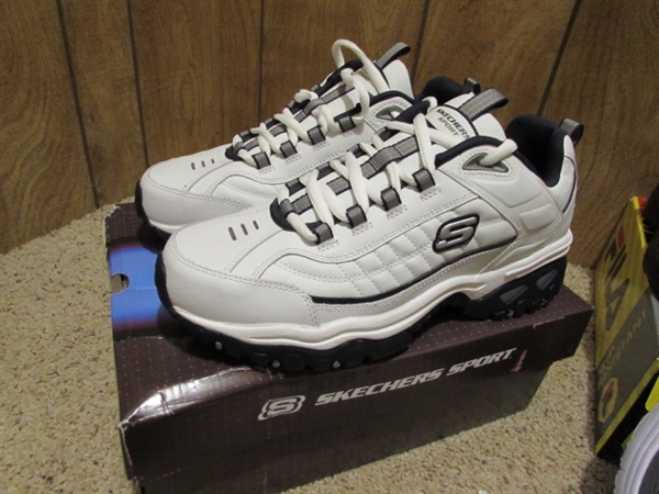 NEW - 3 PAIRS MEN'S SIZE 10.5 ATHLETIC/WORK SHOES - SKETCHERS, FILA & AVIA