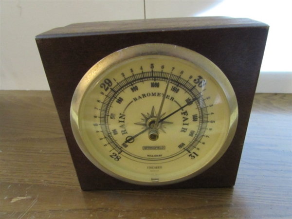 VINTAGE/ANTIQUE JUGGLING PIN, BAROMETER, MUSIC BOX & MORE