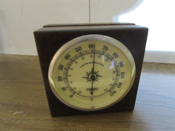 VINTAGE/ANTIQUE JUGGLING PIN, BAROMETER, MUSIC BOX & MORE
