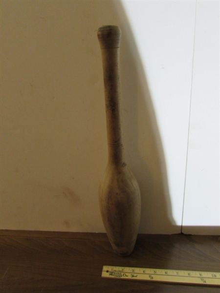 VINTAGE/ANTIQUE JUGGLING PIN, BAROMETER, MUSIC BOX & MORE