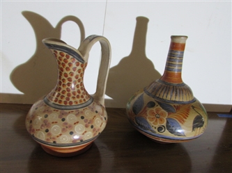 PAIR OF VINTAGE MEXICAN CLAY JUGS