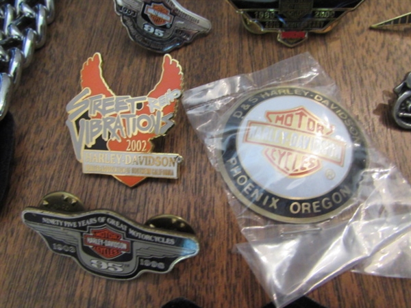 HARLEY-DAVIDSON PINS, TIN, JIGSAW PUZZLE & MORE