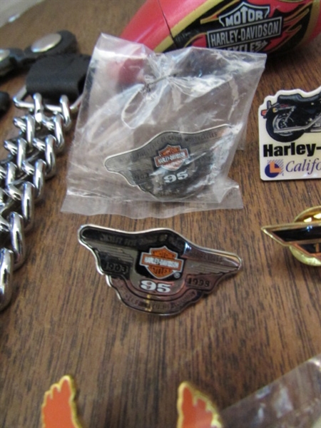 HARLEY-DAVIDSON PINS, TIN, JIGSAW PUZZLE & MORE