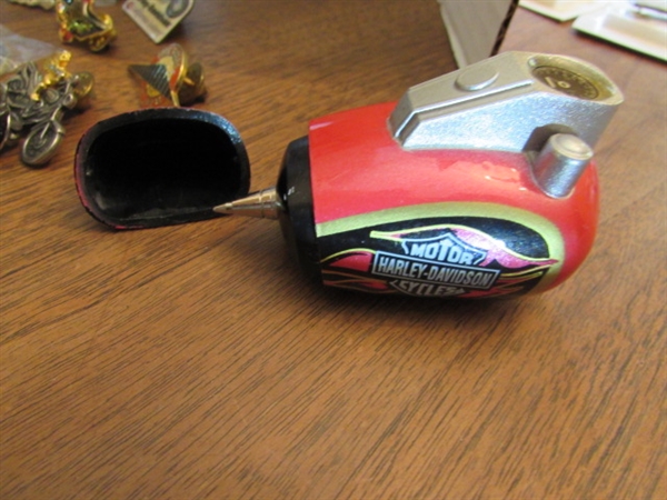 HARLEY-DAVIDSON PINS, TIN, JIGSAW PUZZLE & MORE