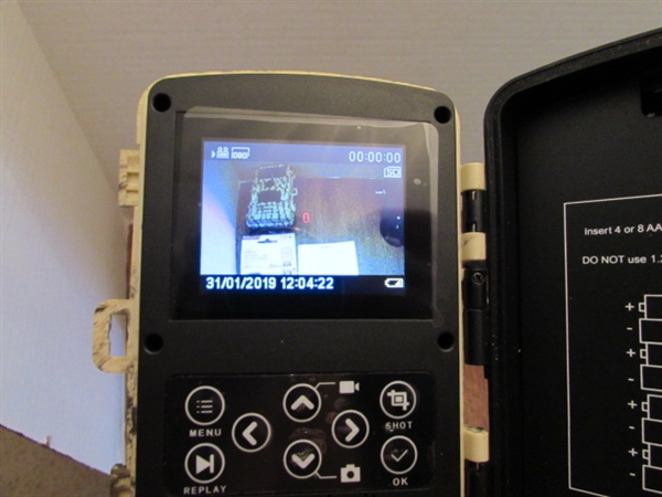 PAIR OF TRAIL CAMERAS, BOTH WORK & COME W/MEMORY CARDS & ADAPTER