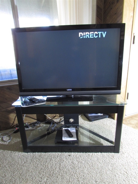 VIZIO 42 FLAT SCREEN TV, STAND & LG DVD PLAYER