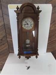 HOWARD MILLER WESTMINSTER CHIME KEY WIND WALL CLOCK W/KEY-UNTESTED