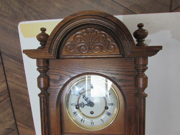 HOWARD MILLER WESTMINSTER CHIME KEY WIND WALL CLOCK W/KEY-UNTESTED