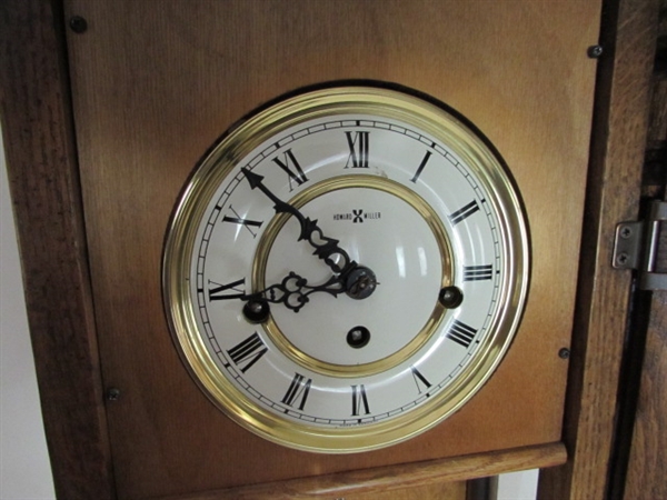 HOWARD MILLER WESTMINSTER CHIME KEY WIND WALL CLOCK W/KEY-UNTESTED