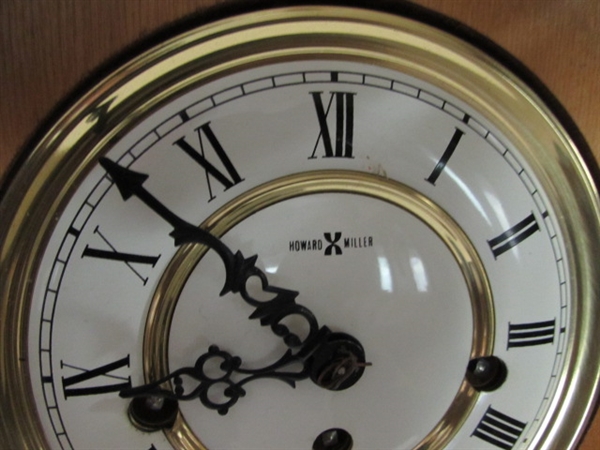HOWARD MILLER WESTMINSTER CHIME KEY WIND WALL CLOCK W/KEY-UNTESTED