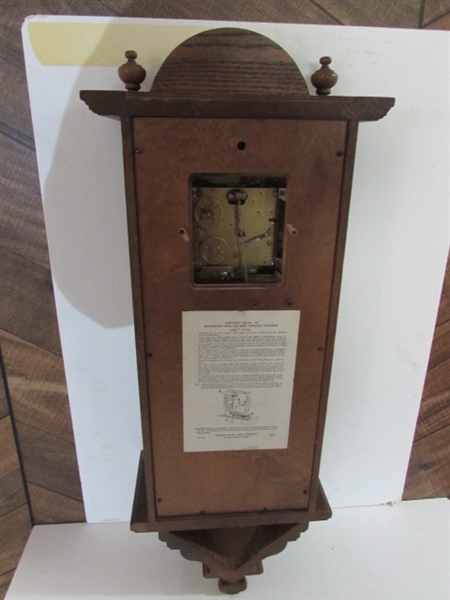 HOWARD MILLER WESTMINSTER CHIME KEY WIND WALL CLOCK W/KEY-UNTESTED