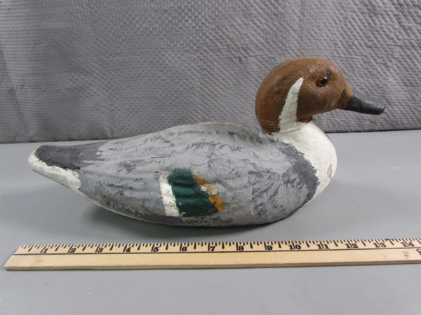 PAIR OF HANDPAINTED DUCK DECOYS (PAPER MACHE?)