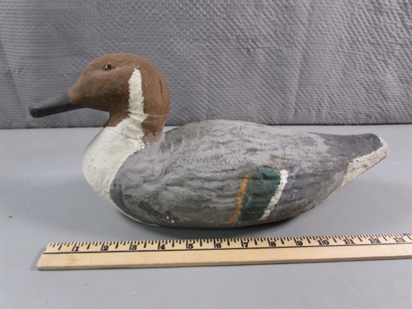 PAIR OF HANDPAINTED DUCK DECOYS (PAPER MACHE?)