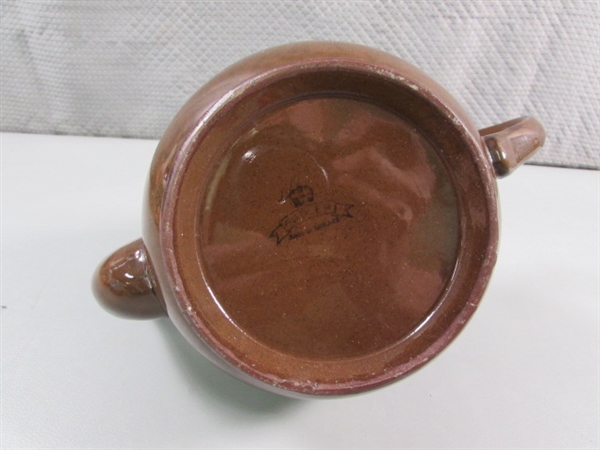 VINTAGE CERAMIC TEAPOTS IN BABY BLUE & BROWN/BLUE STRIPE