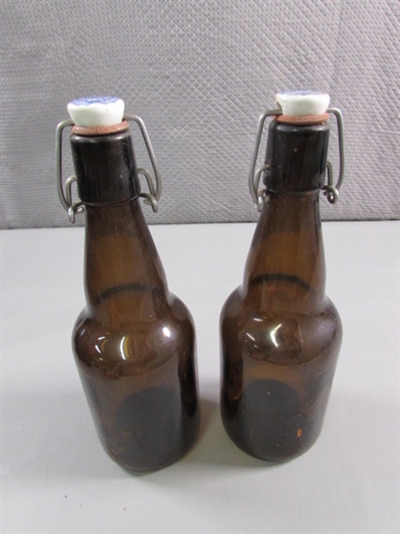 VINTAGE/ANTIQUE TO NEWER BROWN GLASS BOTTLES