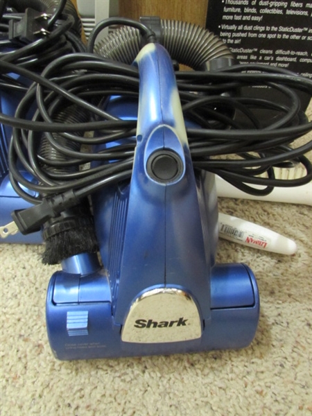 2 HANDHELD SHARK VACUUM CLEANERS, DUSTER & MORE
