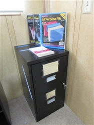 LOCKING 2-DRAWER FILING CABINET & FILE FOLDERS