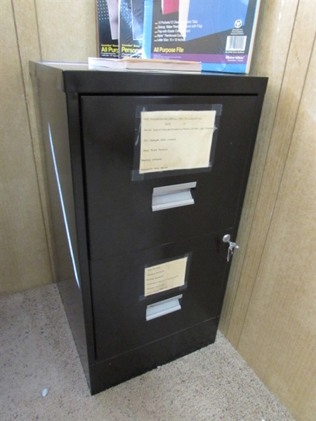 LOCKING 2-DRAWER FILING CABINET & FILE FOLDERS