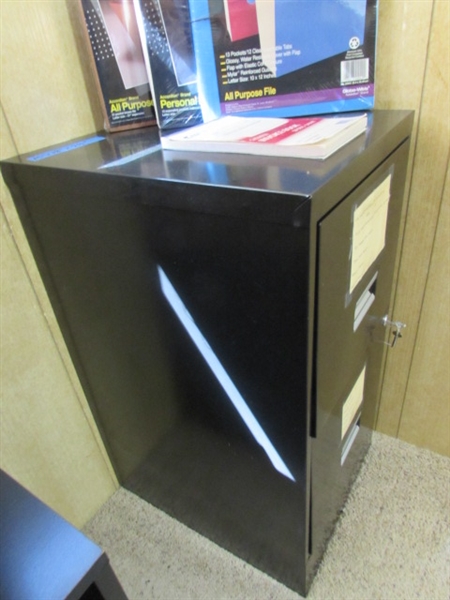 LOCKING 2-DRAWER FILING CABINET & FILE FOLDERS