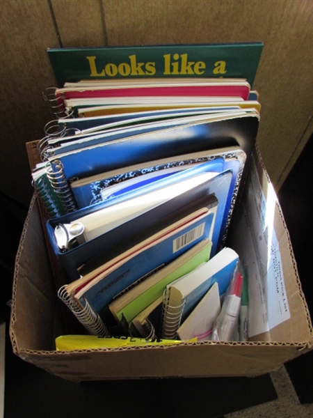 ROLLING CABINET/PRINTER STAND, PAPER SHREDDER & NOTEBOOKS/PAPER & MORE