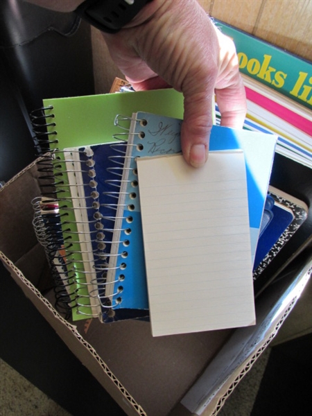 ROLLING CABINET/PRINTER STAND, PAPER SHREDDER & NOTEBOOKS/PAPER & MORE