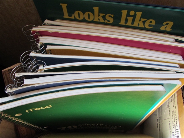 ROLLING CABINET/PRINTER STAND, PAPER SHREDDER & NOTEBOOKS/PAPER & MORE