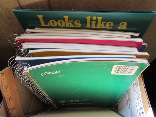 ROLLING CABINET/PRINTER STAND, PAPER SHREDDER & NOTEBOOKS/PAPER & MORE