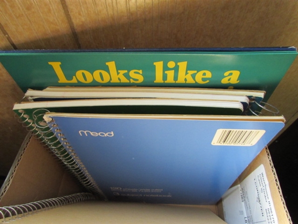 ROLLING CABINET/PRINTER STAND, PAPER SHREDDER & NOTEBOOKS/PAPER & MORE