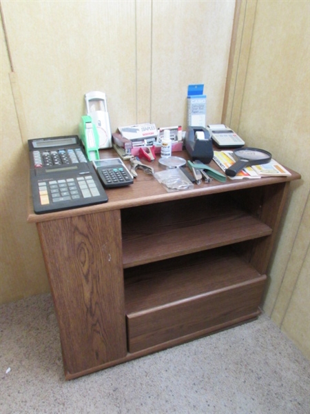 PRINTER/MEDIA STAND W/SIDE STORAGE & OFFICE/DESK SUPPLIES