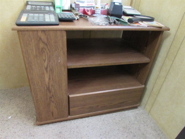 PRINTER/MEDIA STAND W/SIDE STORAGE & OFFICE/DESK SUPPLIES